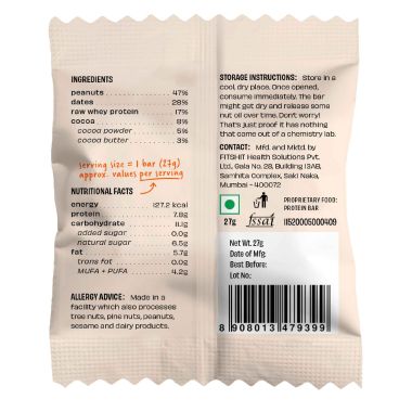 The Whole Truth: Protein Bar Minis - Peanut Cocoa - Pack of 8 - 8 x 27g - No Added Sugar - All Natural