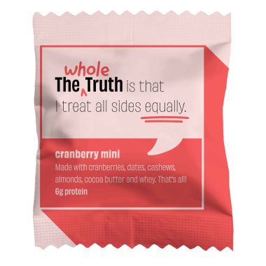 The Whole Truth: Mini Protein Bars - Cranberry - Pack of 8-8 x 27g - No Added Sugar - All Natural