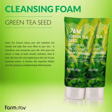 Farmstay: Green Tea Seed Premium Moisture Foam Cleansing - 100ml