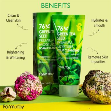 Farmstay: Green Tea Seed Premium Moisture Foam Cleansing - 100ml