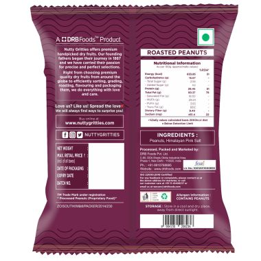 Nutty Gritties: Roasted Salted Peanuts with Himalayan Pink Salt- (Pack of 10 - 40g each ) - 400g