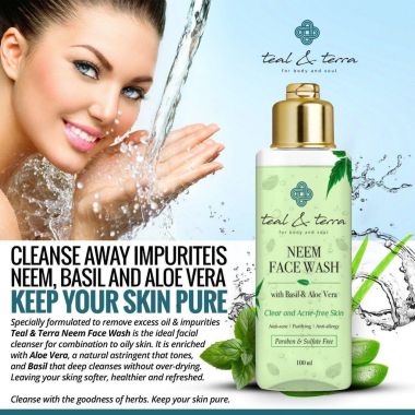Teal and Terra: Neem Face Wash With Basil & Aloe Vera - 100ml
