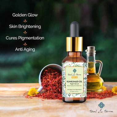 Teal and Terra: Kumkumadi Oil (tailam) for Skin Brightening & Glowing, Control Face Pigmentation - 30ml