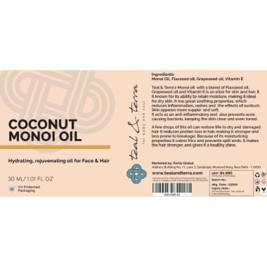 Teal and Terra: Coconut Monoi Oil - 30ml