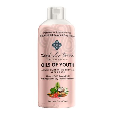 Teal and Terra: Luxury Hydrating Body Oil After Bath With Argan & Rose Oil - 200ml