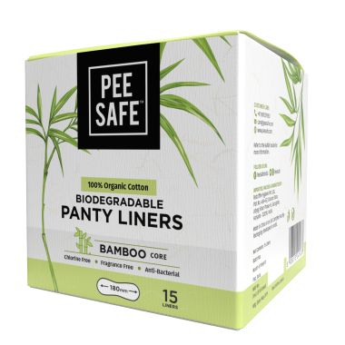 Pee Safe: 100% Organic Cotton, Biodegradable Panty Liners - Pack of 15