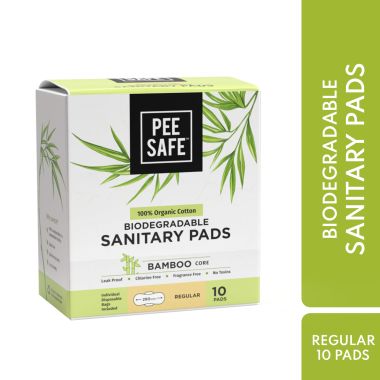 Pee Safe: 100% Organic Cotton, Biodegradable Sanitary Pads - Regular  (Pack...