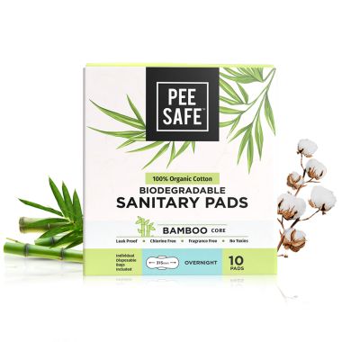 Pee Safe: 100% Organic Cotton, Biodegradable Sanitary Pads - Overnight (Pack...