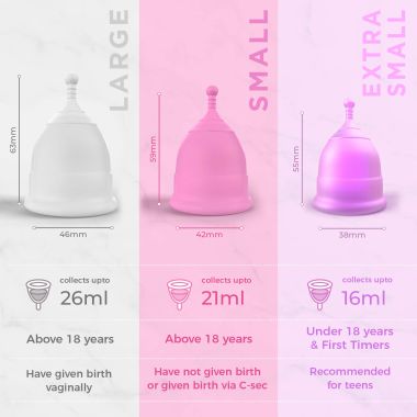 Pee Safe: Reusable Menstrual Cup with Medical Grade Silcone for Women - Extra Small