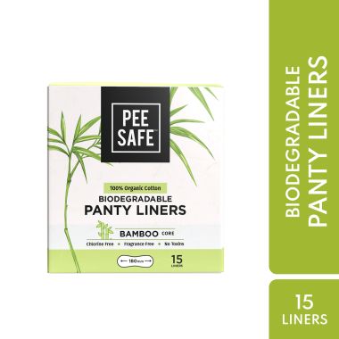 Pee Safe: 100% Organic Cotton, Biodegradable Panty Liners - Pack of 15