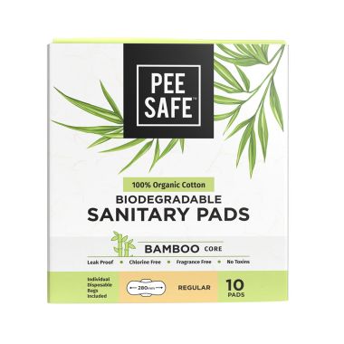 Pee Safe: 100% Organic Cotton, Biodegradable Sanitary Pads - Regular  (Pack of 10)