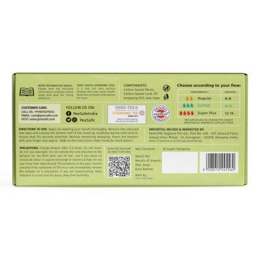 Pee Safe: Organic Cotton Tampon (Super, 16N)