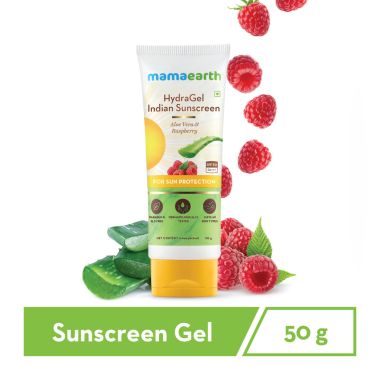 Mamaearth: HydraGel Indian Sunscreen with Aloe Vera and Raspberry for Sun Protection - 50g