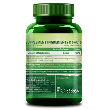 Vlado's Himalayan Organics: Plant Based Vitamin B12 Natural - 120 Veg Capsules
