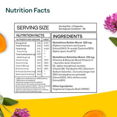 Oziva: Glutathione Builder (with Vitamin C, ALA, Skin Vitamins & Selenium) for Skin Brightening - 60 Capsules