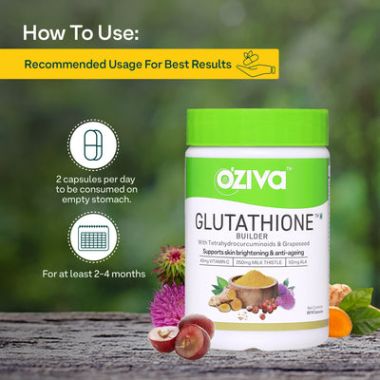 Oziva: Glutathione Builder (with Vitamin C, ALA, Skin Vitamins & Selenium) for Skin Brightening - 60 Capsules
