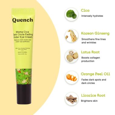 Quench Botanics: Mama Cica Dark Circle Fading Under Eye Cream | Korean Skin care - 15gm