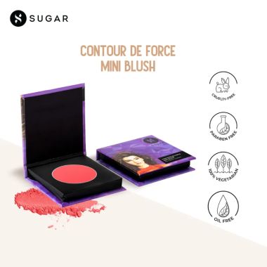 Sugar Cosmetics : Contour De Force - Mini Blush - 05 Coral Climax (Bright Coral Blush) - 12gm