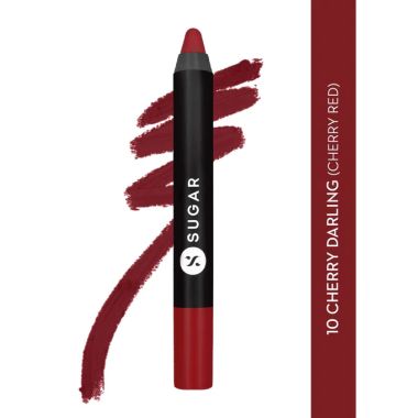 Sugar Cosmetics : Matte As Hell - Crayon Lipstick -10 Cherry Darling (Cherry Red) - 2.8gm