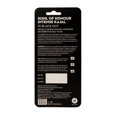 Sugar Cosmetics : Cosmetics Kohl Of Honour Intense Kajal - 01 Black Out (Single Blister) - 0.25gm