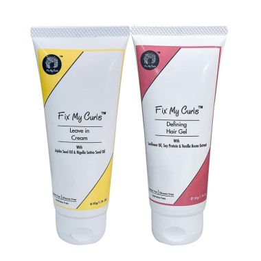 Fix My Curls : Travel Size Styling Bundle With Defining Hair Gel And Leave In Cream - 50gm each
