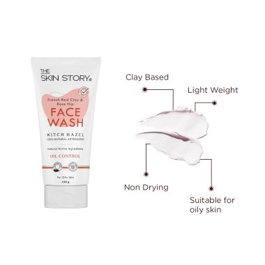 The Skin Story: French Red Clay & Rose Hip Facewash (Oil & Pollution Control) - 100 gm