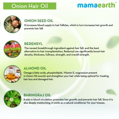 Mamaearth: Onion Hair Oil for hair growth with Onion & Redensyl for Hair Fall Control - 250ml