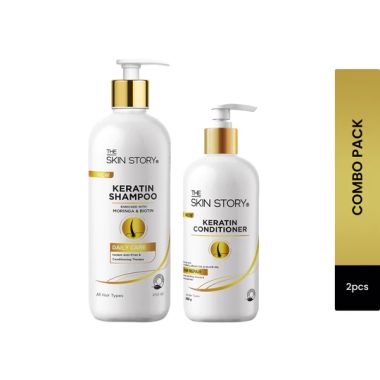 The Skin Story: Daily Hair Care Duo Value Pack (Keratin Shampoo - Daily Care - 450ml + Keratin Conditioner - Daily Care - 250gm)