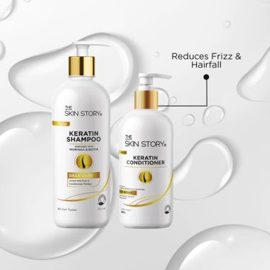 The Skin Story: Daily Hair Care Duo Value Pack (Keratin Shampoo - Daily Care - 450ml + Keratin Conditioner - Daily Care - 250gm)