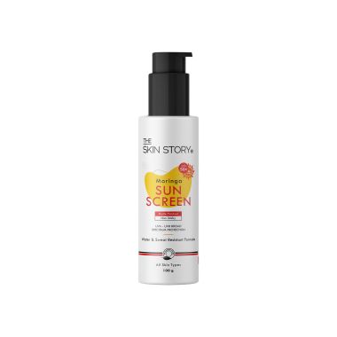 The Skin Story: Moringa Sunscreen - UVA & UVB Broad Spectrum Protection - Non Sticky - SPF 50+ - 100 gm