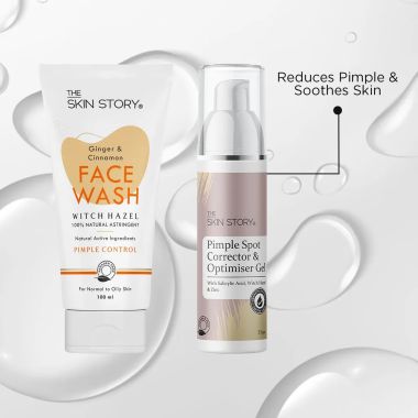 The Skin Story: Pimple Control Pack (Ginger & Cinnamon Facewash - Pimple Control - 100 ml+ Pimple Spot Corrector & Optimiser Gel - 25g)