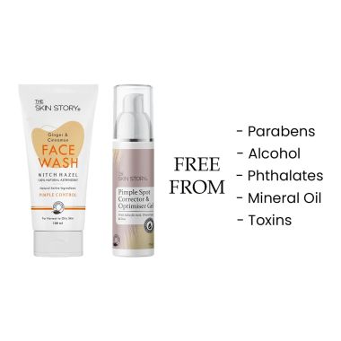 The Skin Story: Pimple Control Pack (Ginger & Cinnamon Facewash - Pimple Control - 100 ml+ Pimple Spot Corrector & Optimiser Gel - 25g)