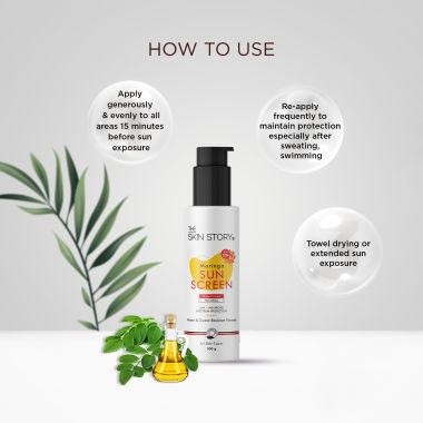 The Skin Story: Moringa Sunscreen - UVA & UVB Broad Spectrum Protection - Non Sticky - SPF 50+ - 100 gm