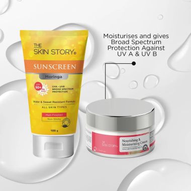 The Skin Story: Suncare Essentials (Nourishing & Moisturising Cream - 50g + Moringa Sunscreen - SPF 50 + - 100 gm )