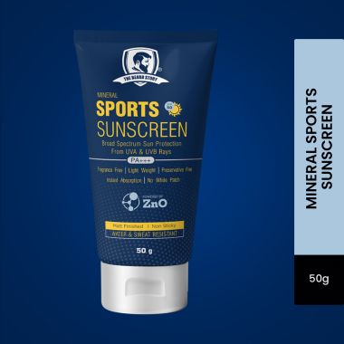 The Beard Story: Mineral Sports Sunscreen With Zinc Oxide - Broad Spectrum Protection from UVA & UVB Rays - 50 gm