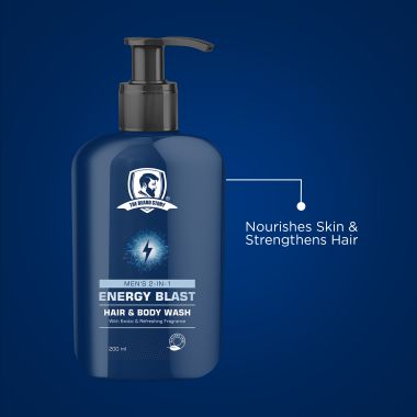 The Beard Story: Mens 2-in-1 Energy Blast , Hair & Body Wash - 200 ml