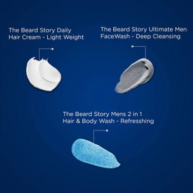 The Beard Story: Ultimate Indulgence ( Men Hair Cream, Men Face Wash & 2 in1 Body Wash )