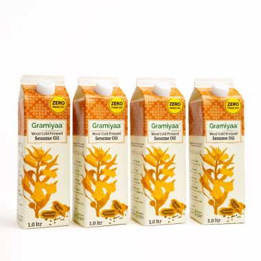 Gramiyaa: Wood Cold Pressed Black Sesame Oil - 4 Ltr
