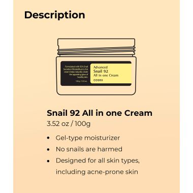 COSRX: Advanced snail 92 all in one cream 100ml