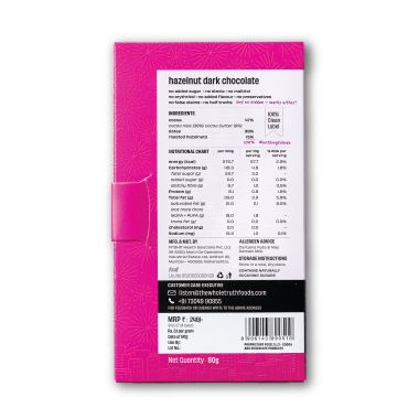 The Whole Truth: Dark Chocolate - Hazelnut (Pack of 3) - No Added Sugar - Sweetened Only with dates - 47% Cocoa - 38% Dates - 15% Hazelnuts