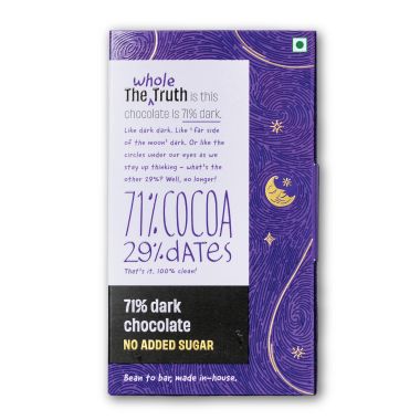 The Whole Truth: 71% Dark Chocolate - (Pack of 3) - No Added Sugar - Sweetened Only with dates - 71% Cocoa - 29% Dates