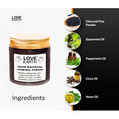 Love Earth: Charcoal Teeth Whitening Powder - 50gm