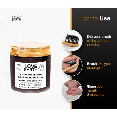 Love Earth: Charcoal Teeth Whitening Powder - 50gm