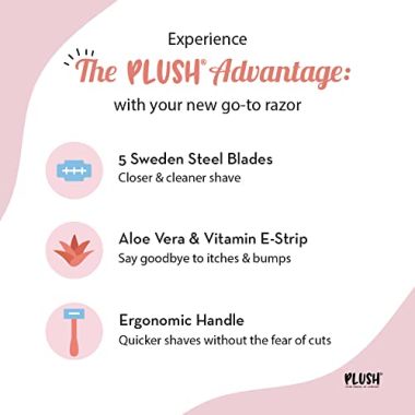 Plush: Irritation-Free 5-Blade Razor with Aloe Vera Lubricating Stip for Hair Removal