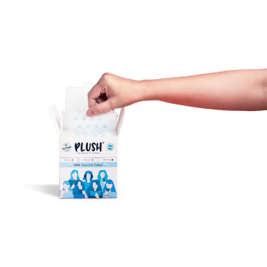 Plush: 100% Pure US Cotton Ultra-Thin Rash Free Natural Sanitary Pads for Women (25 XL Sanitary Pads and 2 Panty Liners)