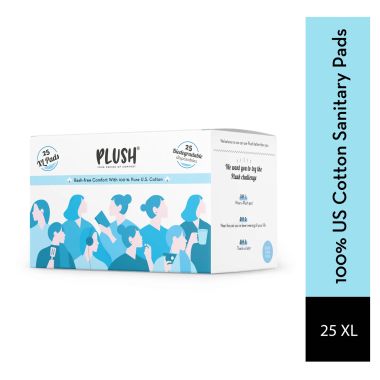 Plush: 100% Pure US Cotton Ultra-Thin Rash Free Natural Sanitary Pads for...
