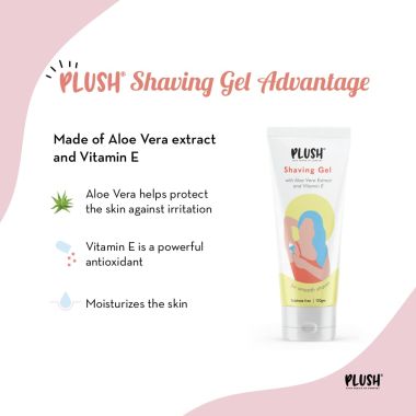 Plush: All Natural Shaving Gel for Women with Aloe Vera & Vitamin E Extracts Sensitive Skin - 100gm