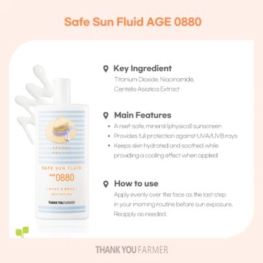 Thank You Farmer: Safe Sun Fluid AGE 0880 SPF50+ PA++++