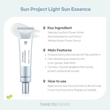 Thank You Farmer: Sun Project Light Sun Essence SPF50+ PA+++(40ml)