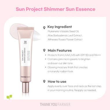 Thank You Farmer: Sun Project Shimmer Sun Essence SPF30 PA++